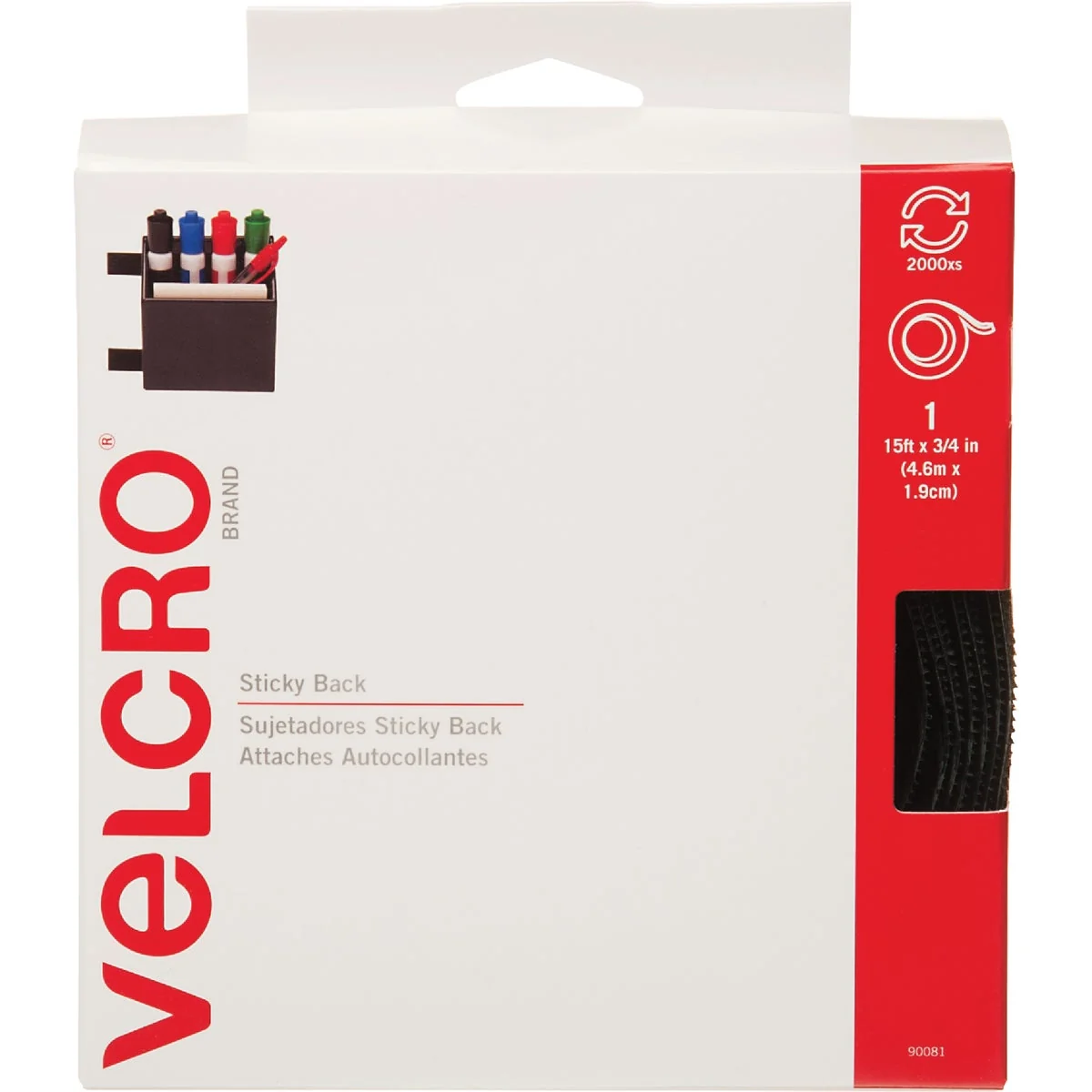 Unique VELCRO Brand 3 4 In. x 15 Ft. Black Sticky Back Reclosable Hook Loop Roll Classic