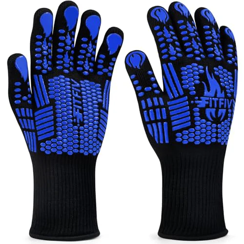 Secure BBQ Gloves 1472°F Heat Resistant with Silicone Grip Oven Mitts 2 Count Excellent