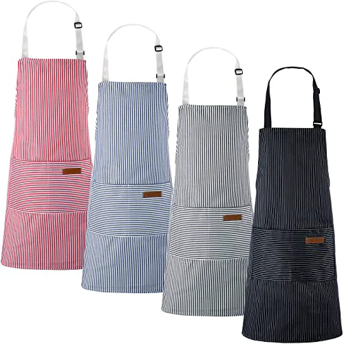 Unique Cotton Aprons with Pockets 4 Count Environmentally Friendly