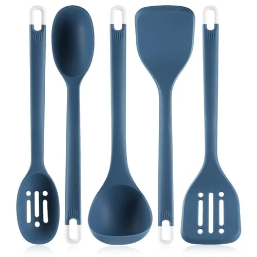 Minimalist Silicone Kitchen Cooking Utensils Set 5 Count Easy-to-Use