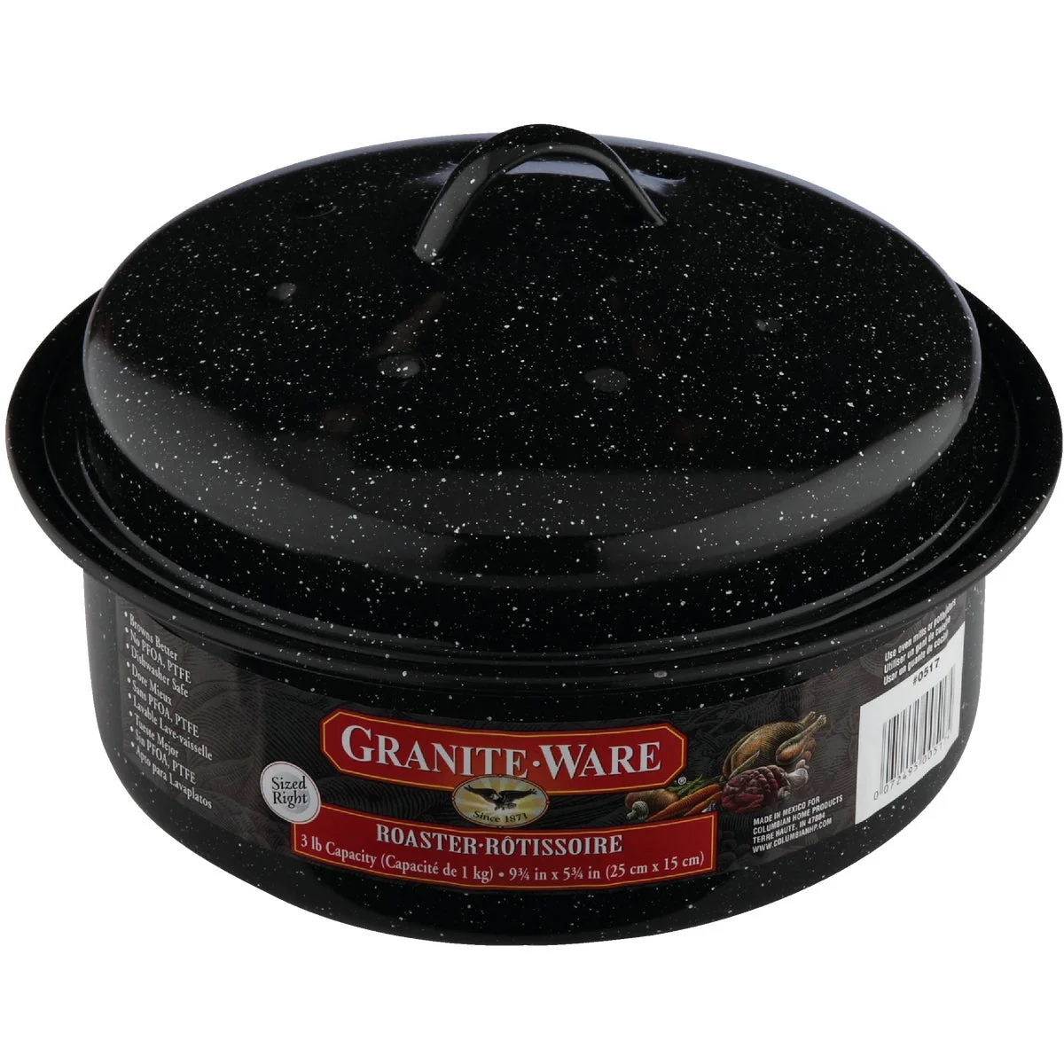 Outstanding GraniteWare 3 Lb. Black Covered Round Roaster Modern