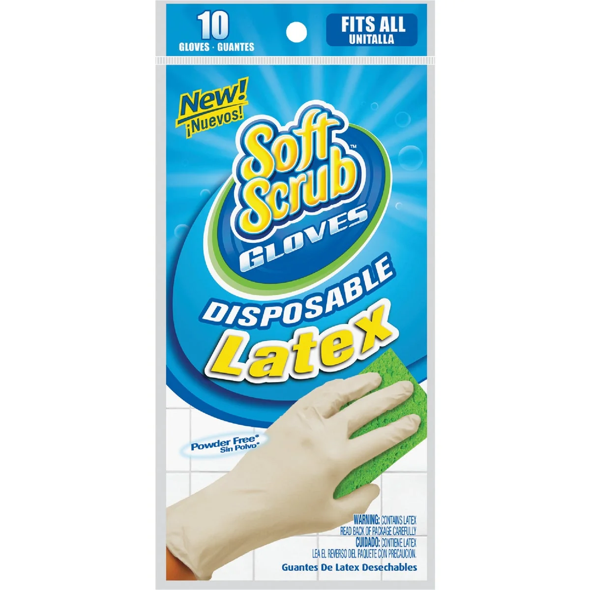 Refined Soft Scrub 1 Size Fits All Latex Disposable Glove 10-Pack Green