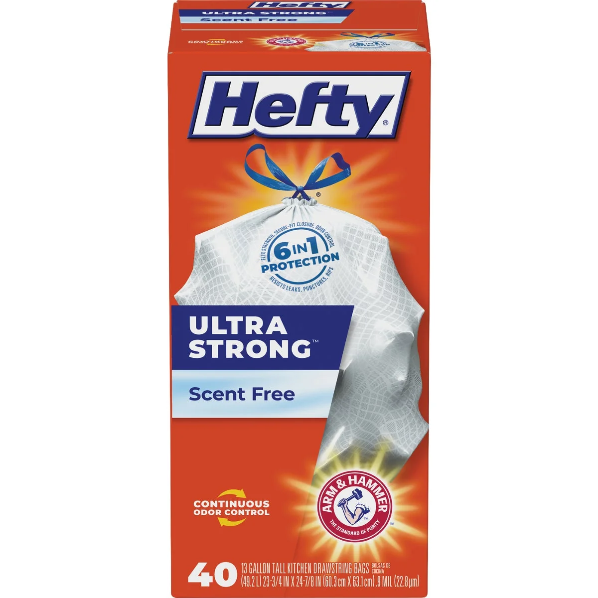 High-End Hefty Ultra Strong 13 Gal. Scent Tall Kitchen White Trash Bag 40-Count Quality
