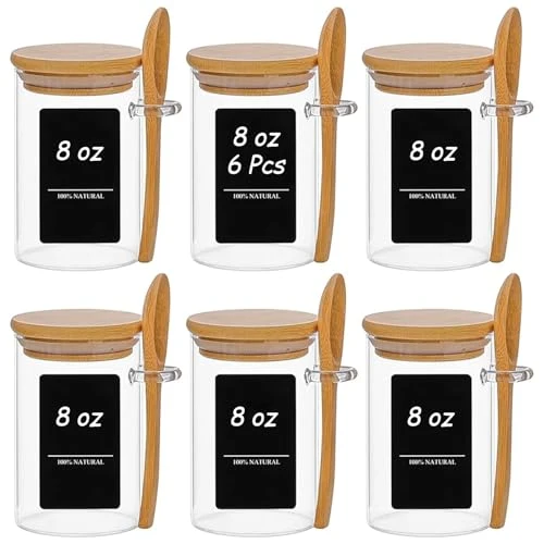High-End Spice Jars with Spoons 8 oz 6 Pack 6 Count Traditional