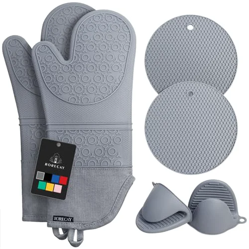 Recyclable Silicone Oven Mitts and Pot Holders Sets Smooth