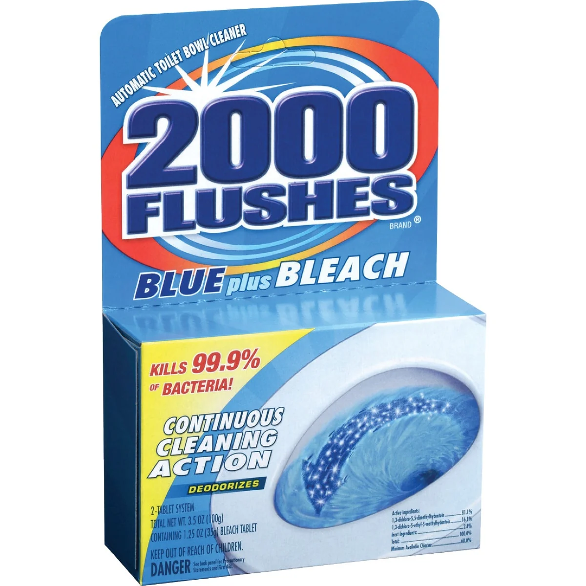 Premium 2000 Flushes Blue Plus Bleach Automatic Toilet Bowl Cleaner Organic