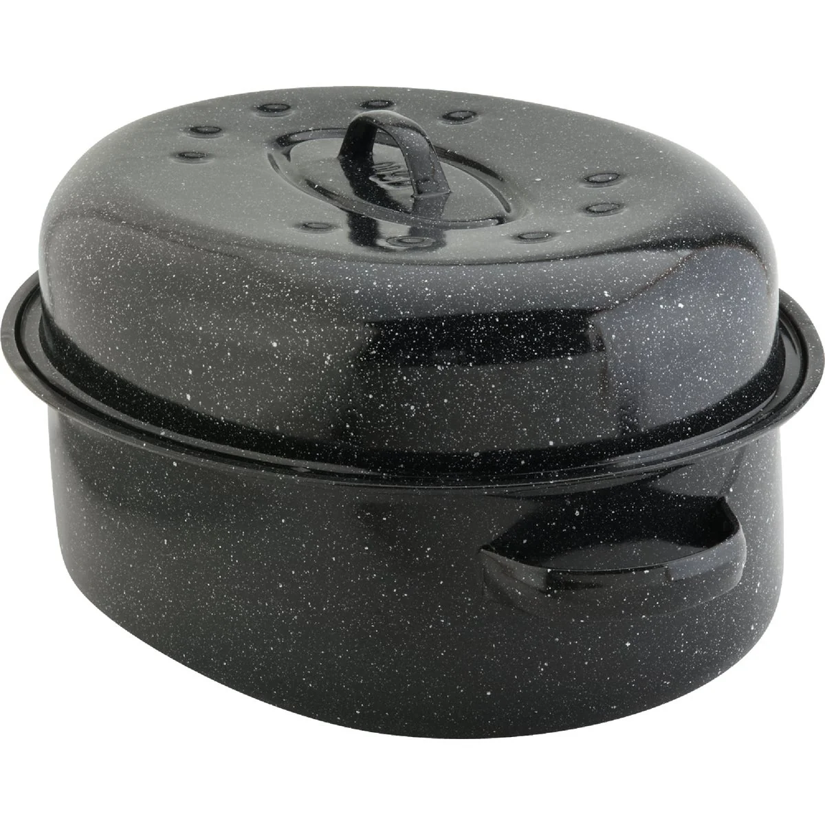 Top-Quality GraniteWare 18 In. Black Covered Oval Roaster Pan Stylish