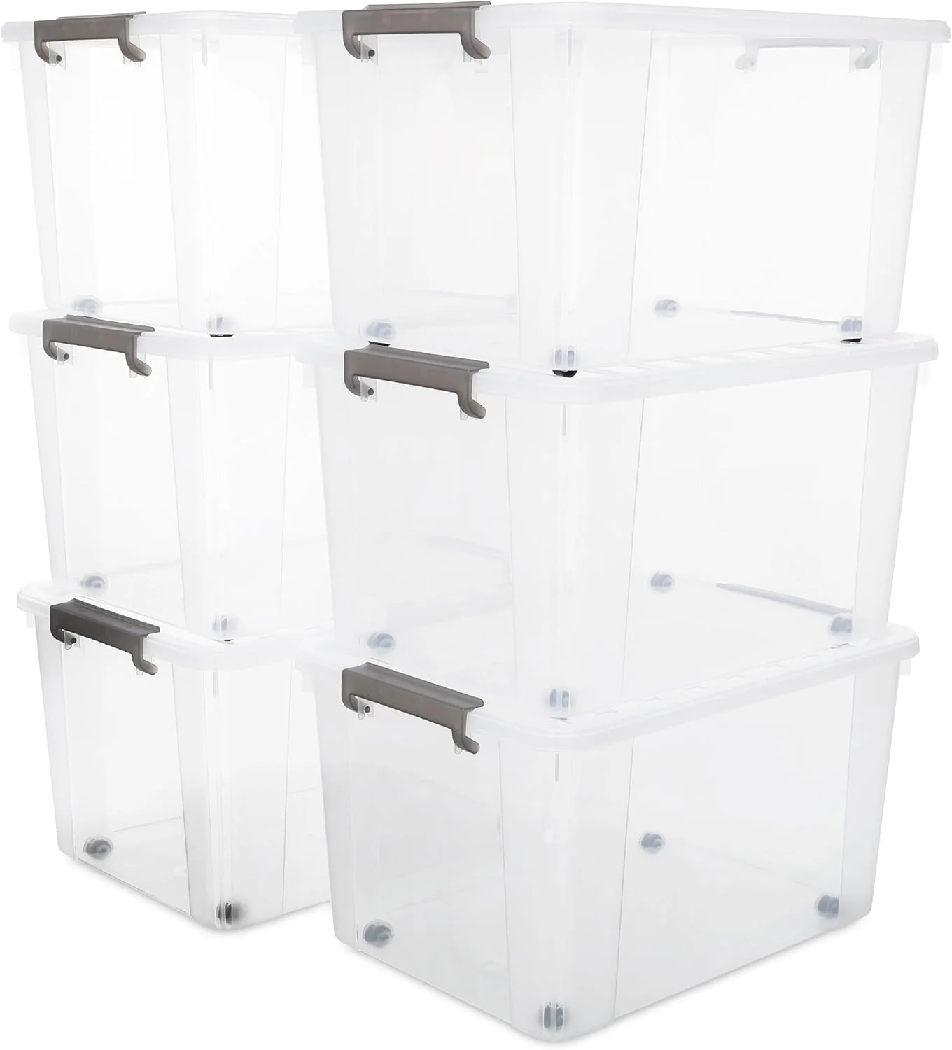 Fine Citylife 6 Packs 69 QT Plastic Storage Bins with Lids Large Stackable Storage Containers for Organizing Clear Storage Box for Garage Closet Kitchen Smart