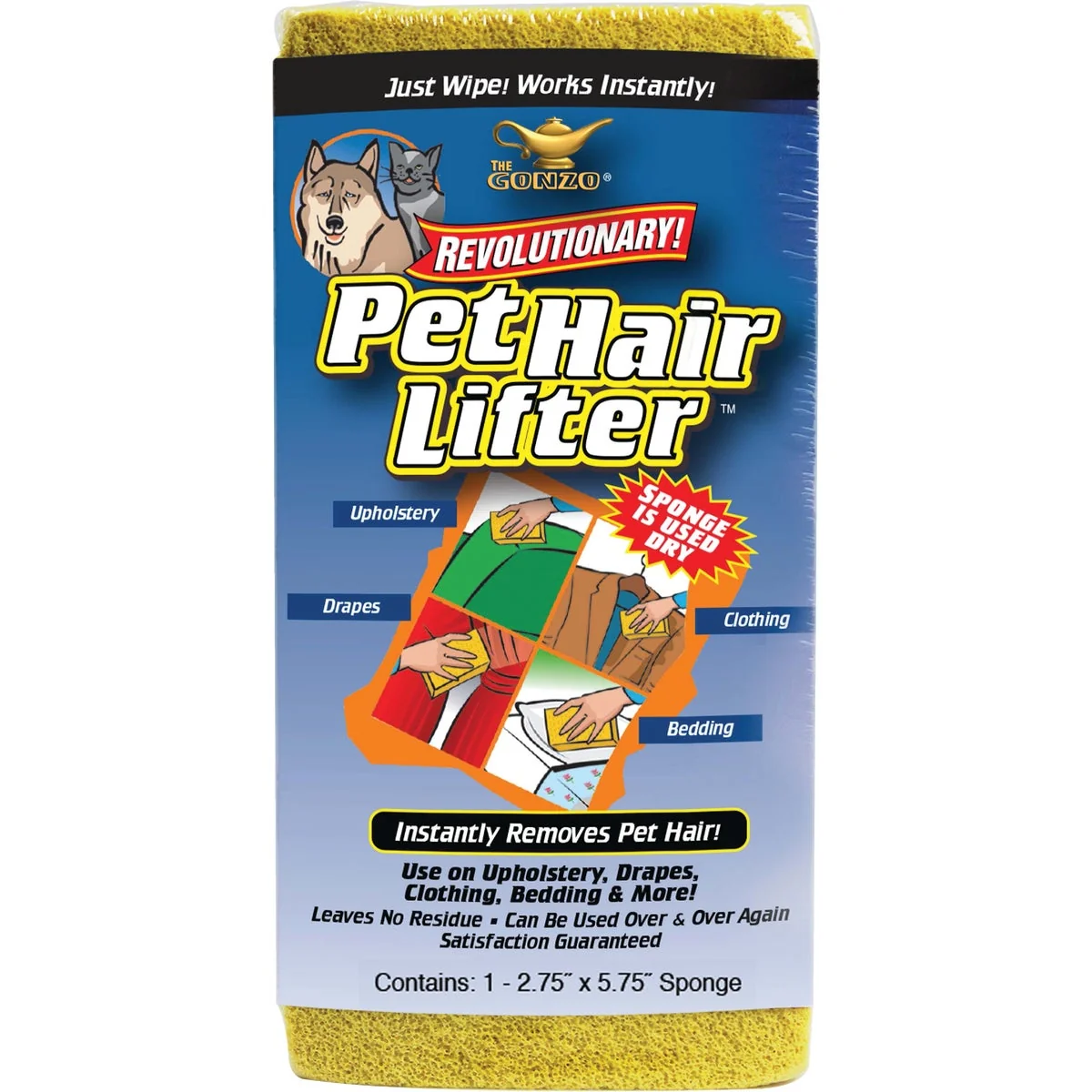 Responsible Gonzo 2.75 In. W. x 5.75 In. L. Pet Hair Lifter Sponge Pure