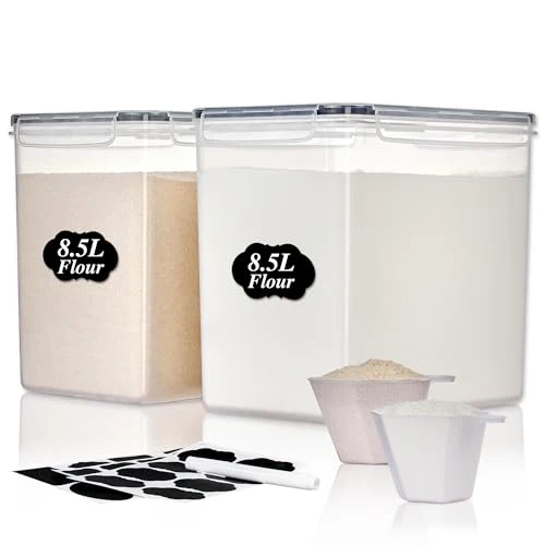 Environmentally Friendly 8.5L Extra Large Flour Sugar Storage Containers 2 Count Artisan