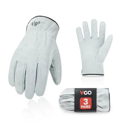 Breathable Unlined Full Leather Work Gloves 3 Count Responsible
