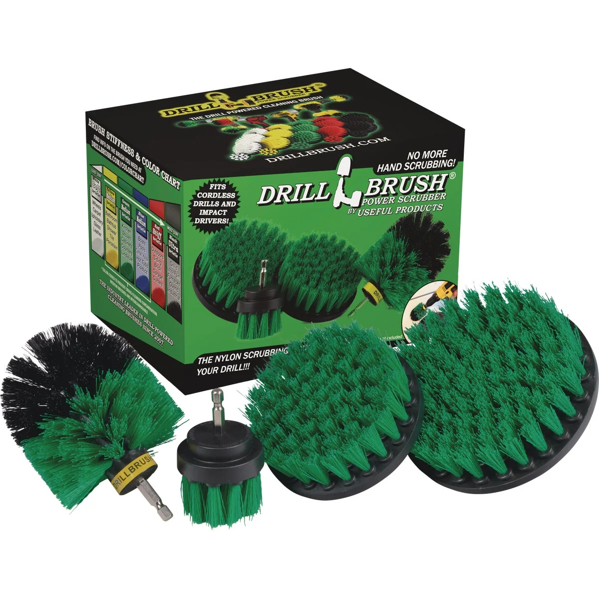 Authentic Drillbrush Kitchen Medium Green Drill Brush 4 Piece Excellent