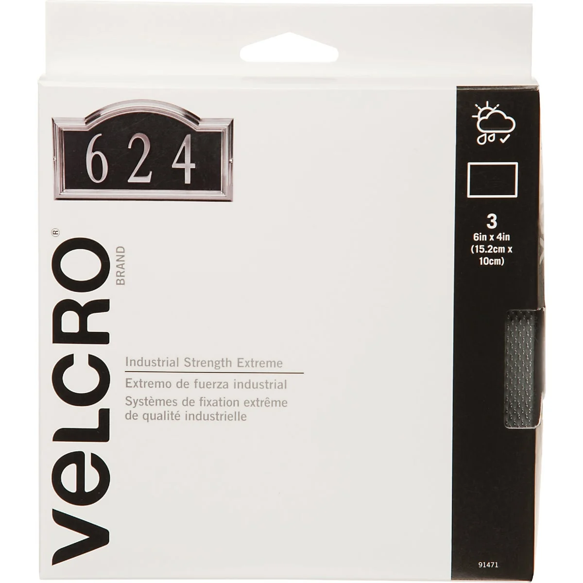 Casual VELCRO Brand Industrial Strength Extreme Black 4 In. x 6 In. Adhesive Hook Loop Strip 3 Ct. Proven