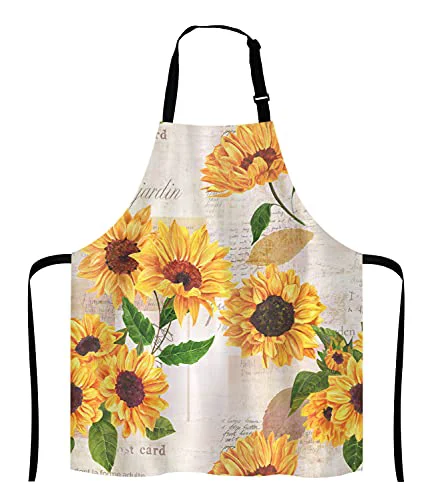 Easy-to-Use Watercolor Sunflowers Adjustable Bib Apron Long-Lasting