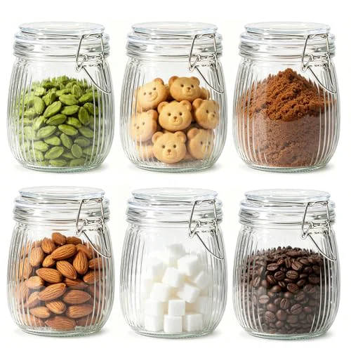 Exceptional Ribbed Glass Mason Jars with Airtight Lids 25oz 6 Pack Sourdough 6 Count Quality