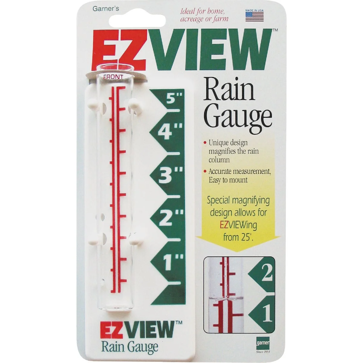 Excellent EZView 5 In. Glass Rain Gauge Long-Lasting