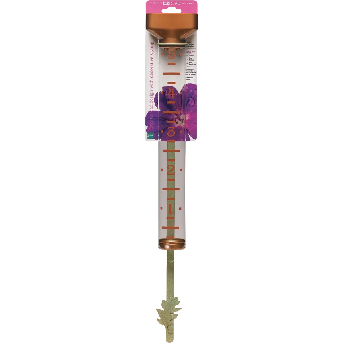 Functional EZRead 5 In. Plastic Decorative Rain Gauge Elite