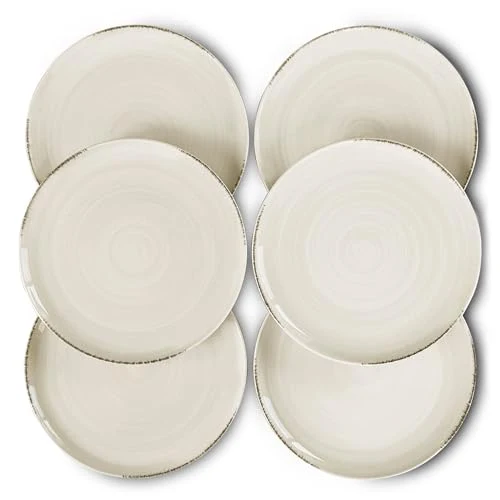 Fine Crafted Ceramic Helix Swirl Dinner Plates Set of 6 6 Count Artisan