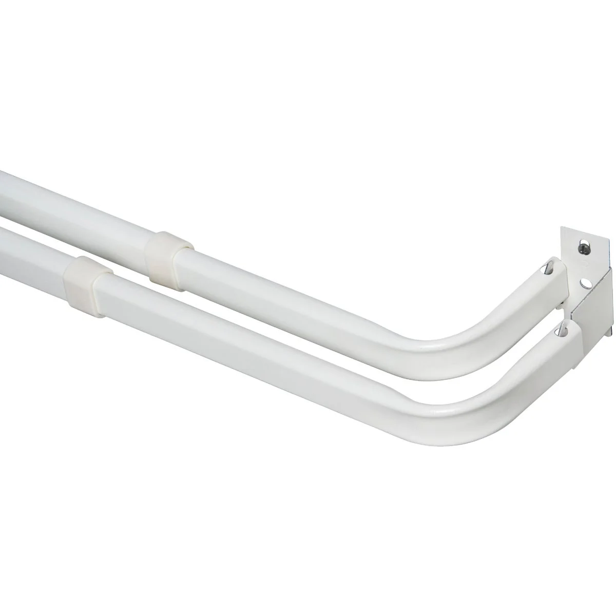 Enhanced Kenney 48 In. To 86 In. Double White Curtain Rod Classic