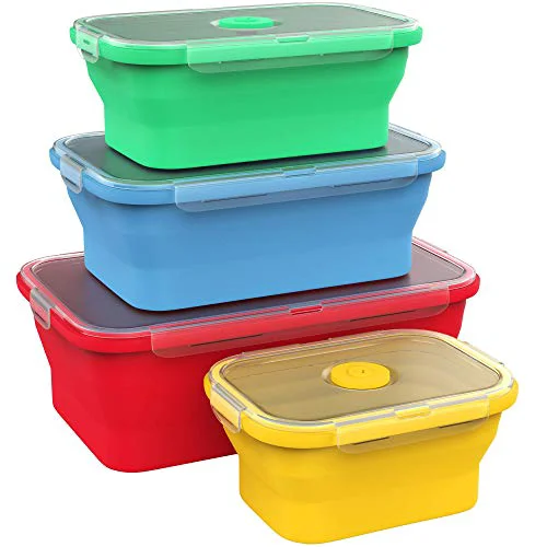 Quality Silicone Food Storage Containers with BPA Airtight Plastic Lids 4 Count Consistent