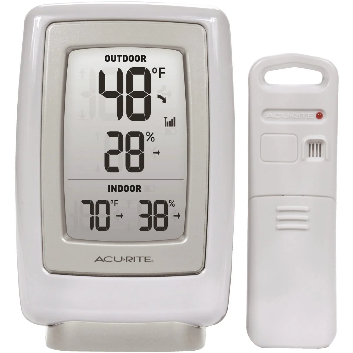 Green Acurite 3-1 2 W x 5-1 2 H Plastic Wireless Indoor Outdoor Thermometer Humidity Gauge Lightweight