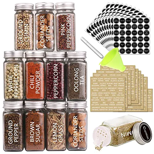 Smart 36 Pcs 4 oz Glass Spice Jars with Shaker Lids and 703 Spice Labels High-Performance