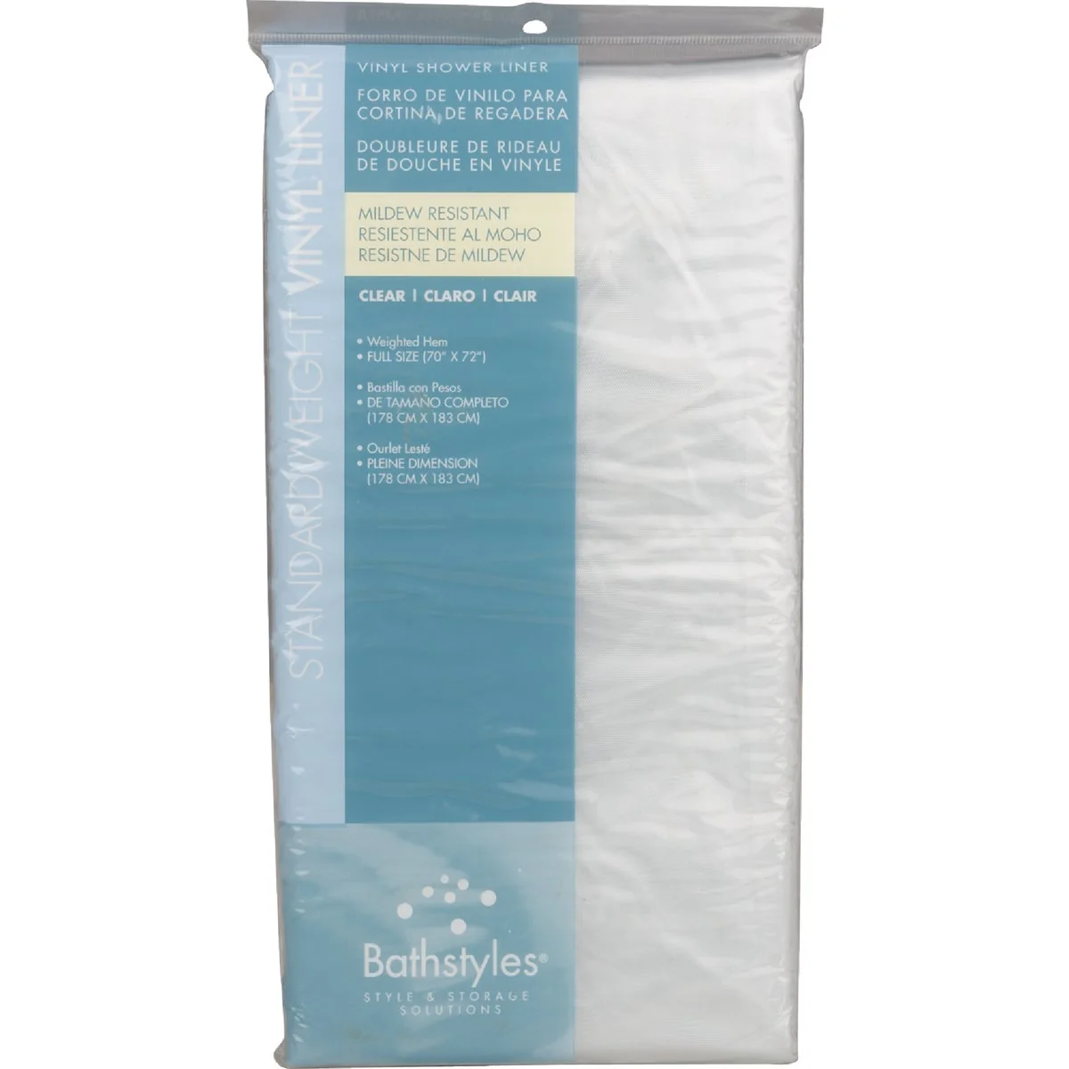 Exclusive Zenith Zenna Home 70 In. x 72 In. Clear Lightweight PEVA Shower Curtain Liner Prestigious