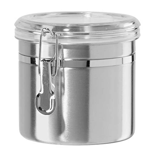 Powerful 36 Ounce Stainless Steel Canister with Clear Acrylic Lid and Locking Clamp Reliable