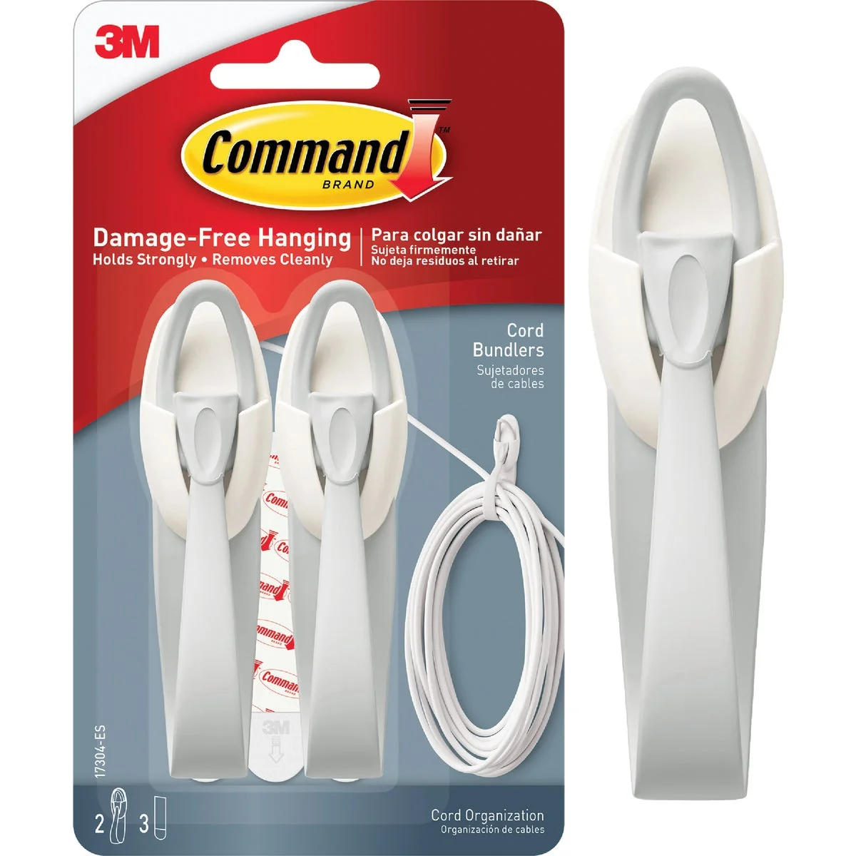Smooth Command Decorative Cord Bundler Hook with Adhesive 2-Count Luxury