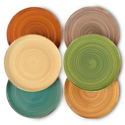 Genuine Ceramic Helix Swirl Dinner Plates Set of 6 6 Count Specialty