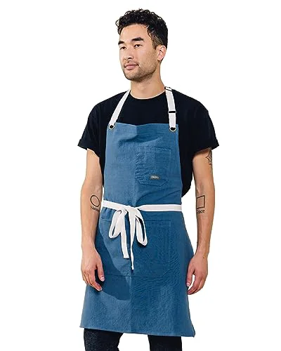 Minimalist Linen Kitchen Apron for Cooking Original Design