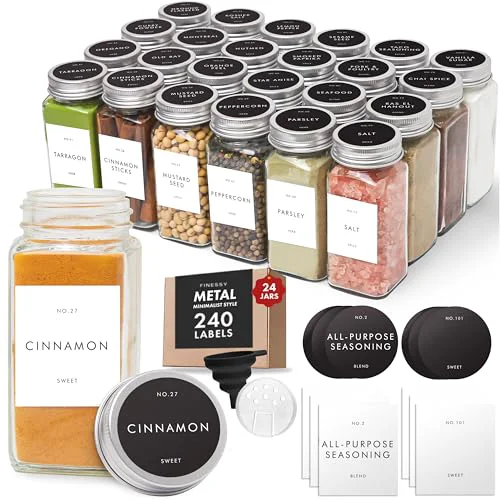 Pure Thick Glass Spice Jars With Airtight Lids And Labels 4oz 24 Pack 24 Count High-Grade