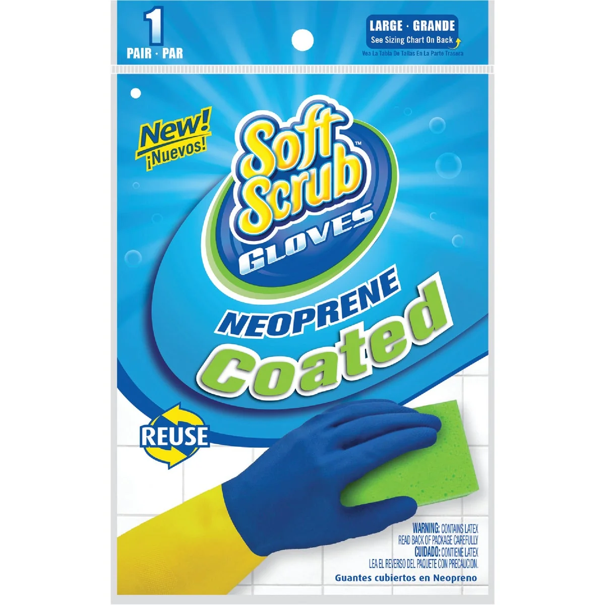 Easy-to-Use Soft Scrub Large Neoprene Coated Latex Rubber Glove Proven