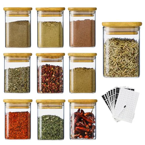 Refined Kitchen Glass Spice Jars 10 Pcs 7 Oz with 275 Labels 10 Count Original