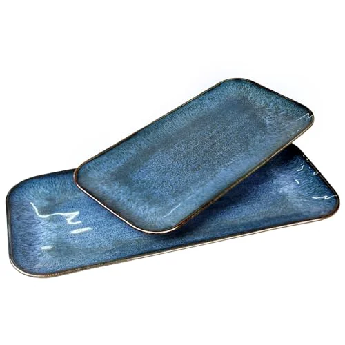 Refined Porcelain Dinner Plates Blue 2 PCS 2 Count Quality