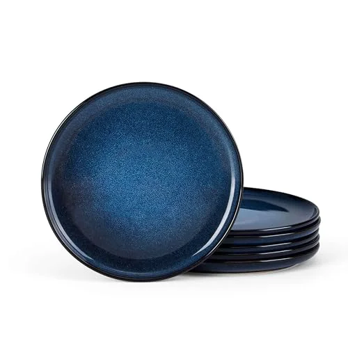 Stylish 6 Piece Stoneware Small Dinner Plates Set Minimalist