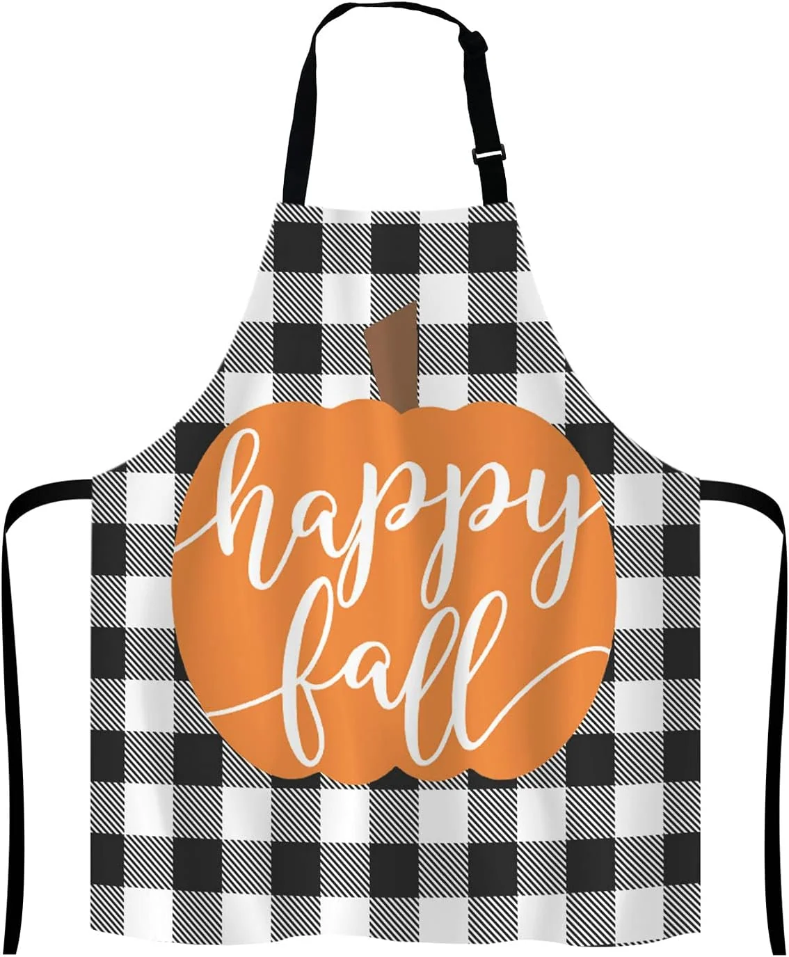 Elite Happy Fall Pumpkin Thanksgiving Pillow case Buffalo Plaid Adjustable Bib Apron Kitchen Cooking Baking Gardening Apron for Women Men Efficient