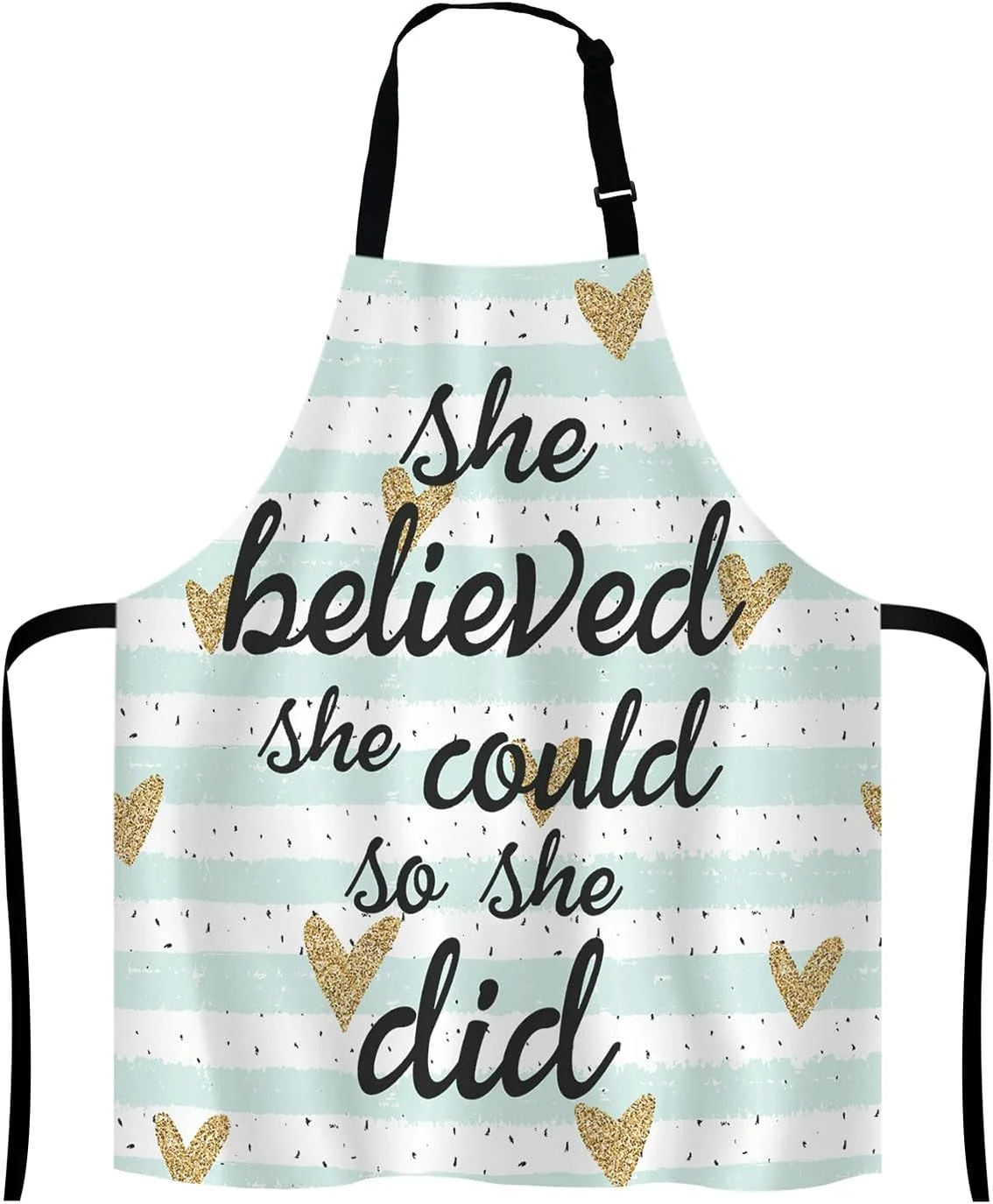 Prestigious She Believed She Could So She Did Inspirational Quotes Adjustable Bib Apron Kitchen Cooking Baking Gardening Apron for Women Men Traditional
