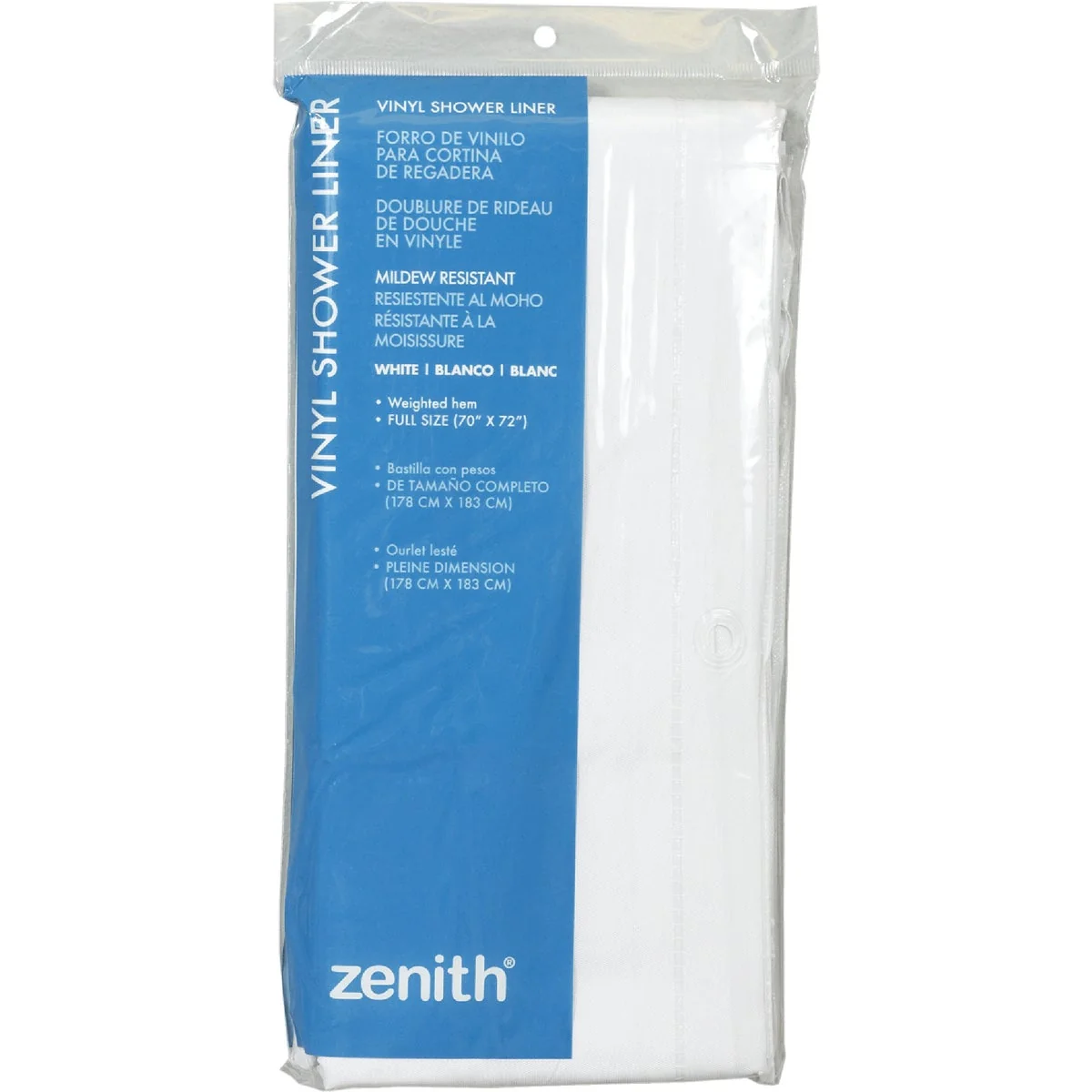 Natural Zenith Zenna Home 70 In. x 72 In. White Lightweight PEVA Shower Curtain Liner Contemporary