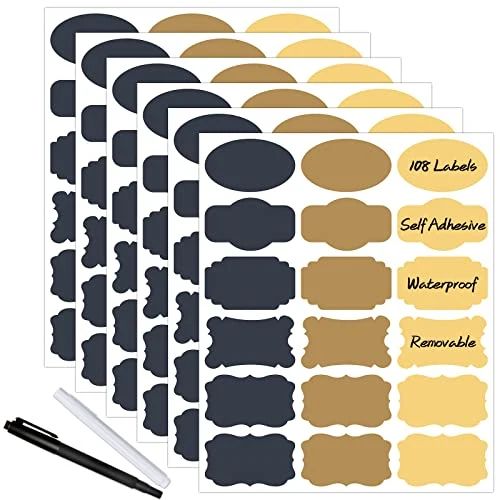 Pure 108pcs Colored Chalkboard Sticker Labels for Jars Convenient
