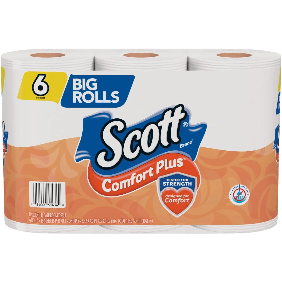 Reliable Scott Comfort Plus Toilet Paper 6 Big Rolls Natural