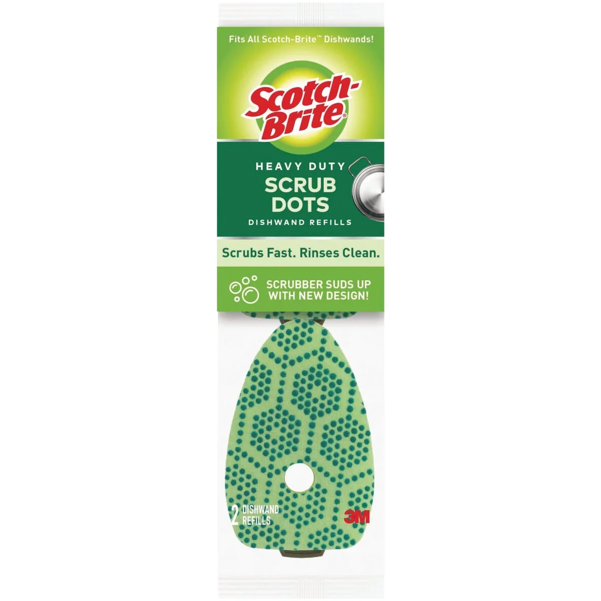 Certified 3M Scotch-Brite Scrub Dots Heavy Duty Dishwand Refills 2-Count Excellent