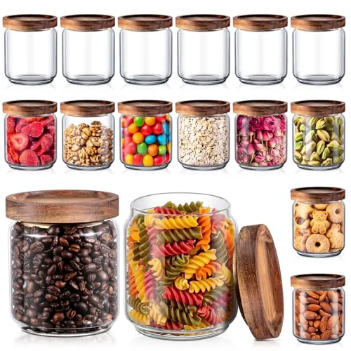 Premium 16 Pack Glass Containers Canister Set Lightweight