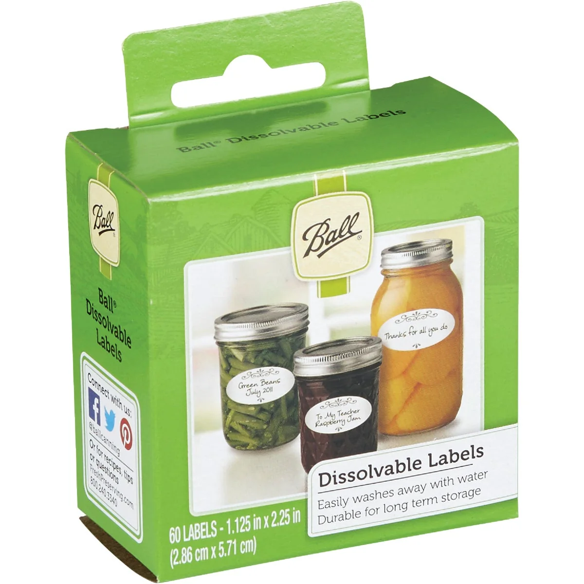 Pure Ball 1.125 In. W x 2.25 In. L Dissolvable Jar Label 60-Pack Verified