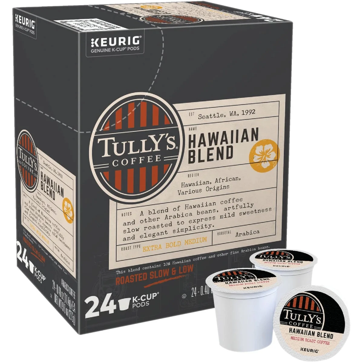 High-Quality Keurig Tully's Coffee Hawaiian Blend K-Cup 24-Pack Relaxed