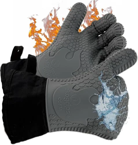 Contemporary Ekogrips Plus Oven Gloves with Fingers 2 Count Green