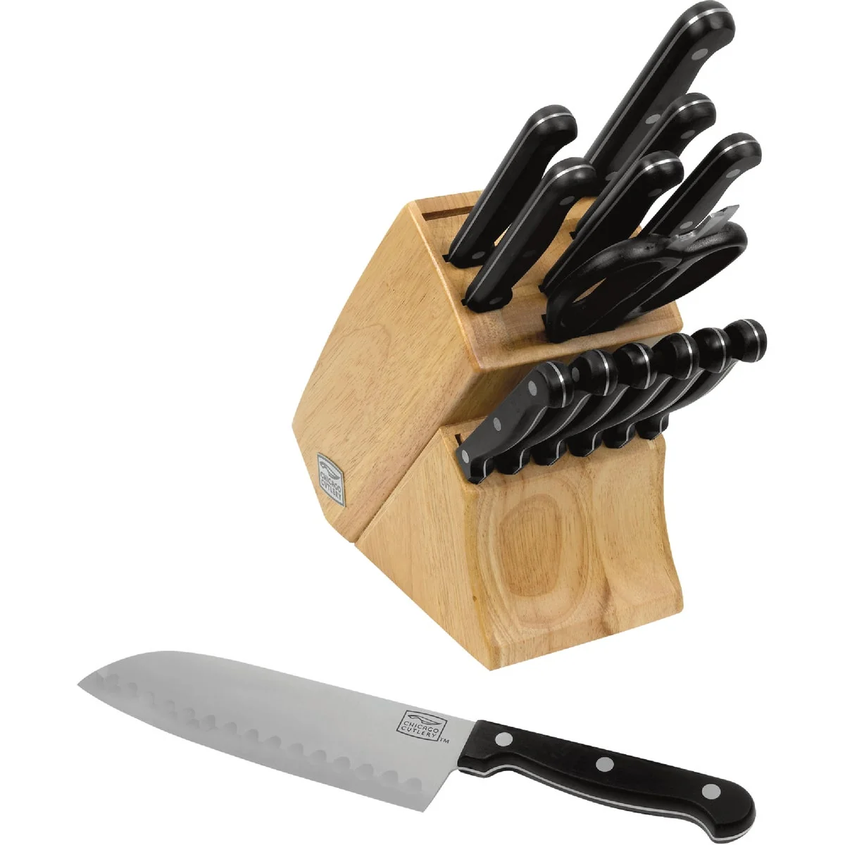 Fine Crafted Chicago Cutlery Essentials Knife Set with Block 15-Piece Outstanding