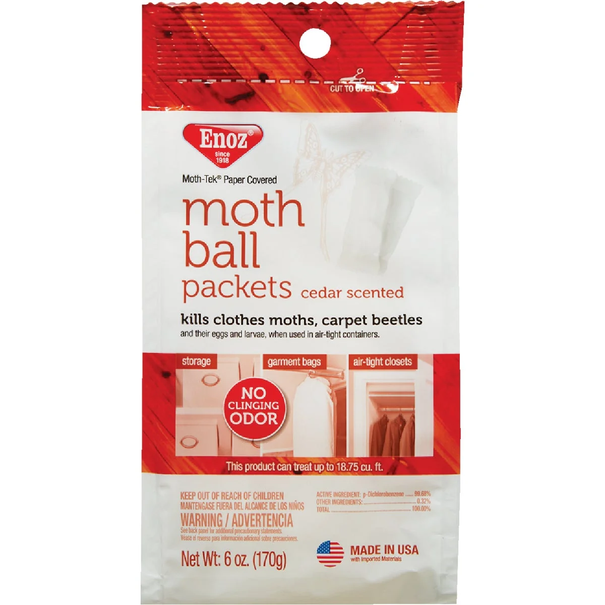 Trusted Enoz Moth-Tek 6 Oz. 18.75 Cu. Ft. Coverage Paper Packets Moth Balls Easy-to-Use