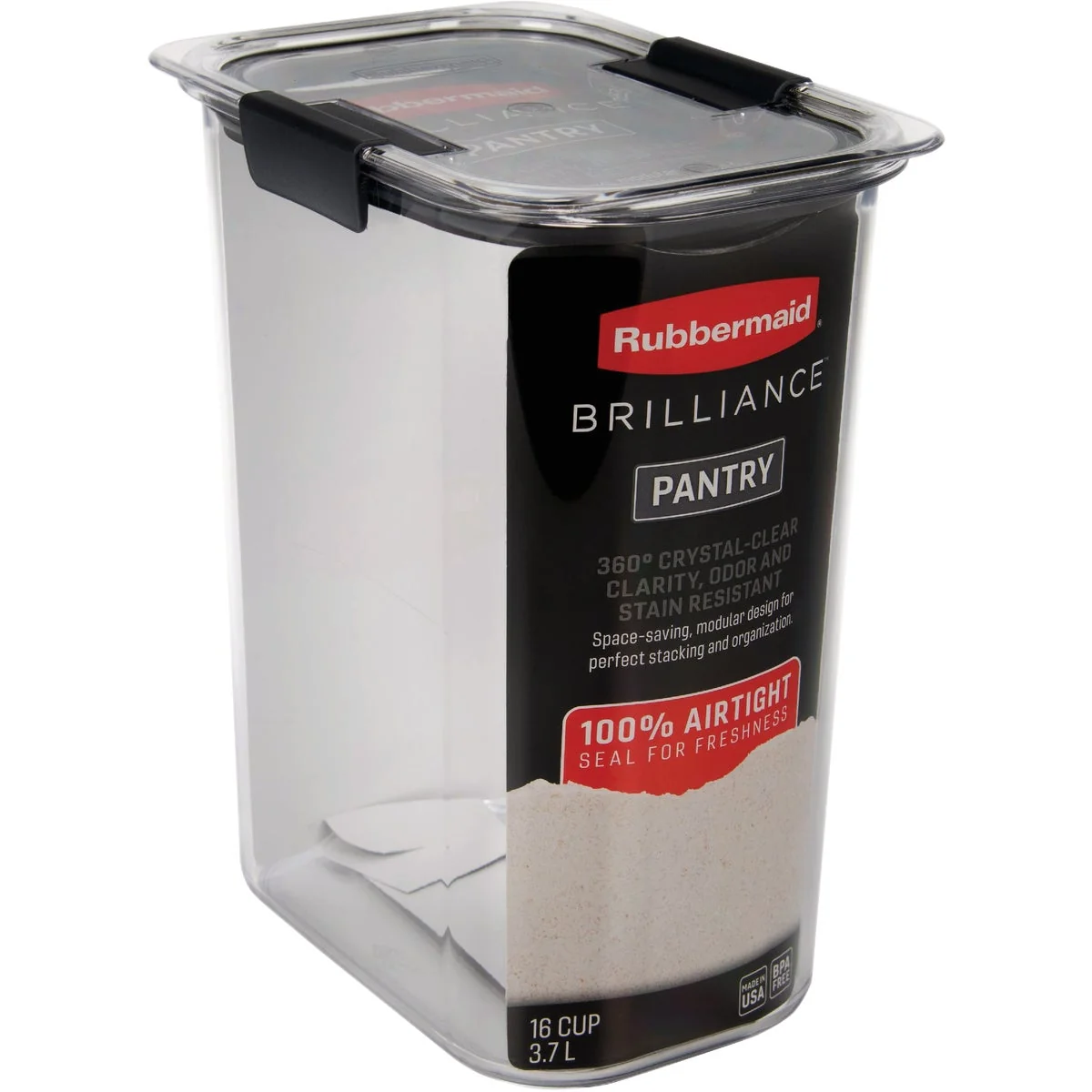 Top-Quality Rubbermaid Brilliance 16 Cup Flour Pantry Airtight Food Storage Container Organic