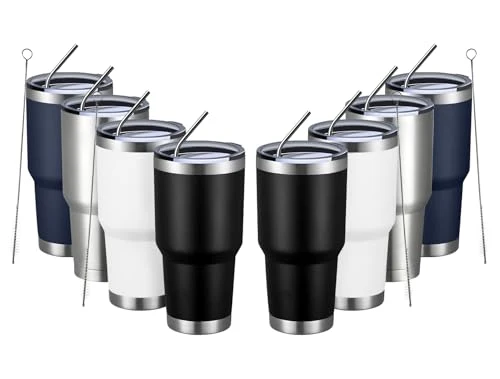 Carefully Designed 30oz Tumbler Double Wall Vacuum Insulated Travel Mug 8 Count Solid
